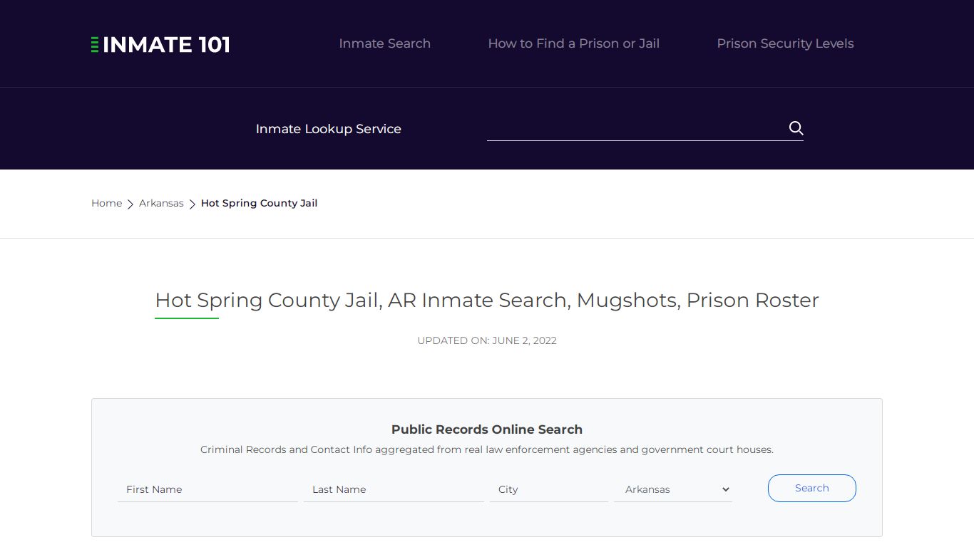 Hot Spring County Jail, AR Inmate Search, Mugshots, Prison ...